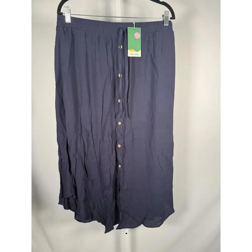 NWT Halara High Waisted Drawstring Pocket Flowy Midi Casual Skirt Size XL - Picture 2 of 8